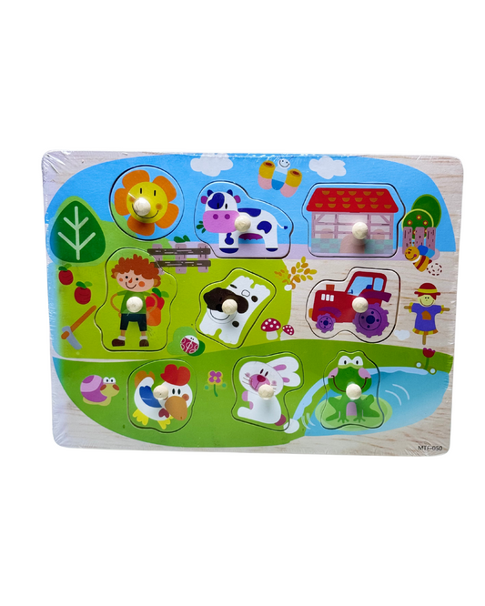 Wooden Farm Puzzle Plate